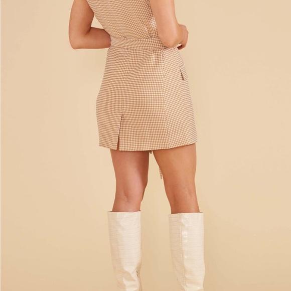 MINKPINK Kennedy Longline Blazer mini dress In Tan/white In Beige mrsp$161 - Picture 3 of 7